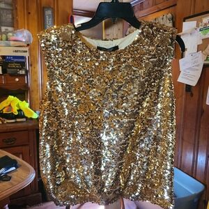Gold Sequin Sleeveless Top 42-8